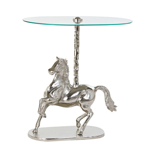 Side table DKD Home Decor Transparent Aluminium Crystal Silver Horse (54 x 39 x 57 cm)-0
