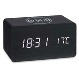 Alarm Clock with Wireless Charger Black PVC MDF Wood 15 x 7,5 x 7 cm (12 Units)-2