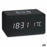 Alarm Clock with Wireless Charger Black PVC MDF Wood 15 x 7,5 x 7 cm (12 Units)-0