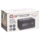 Alarm Clock with Wireless Charger Black PVC MDF Wood 15 x 7,5 x 7 cm (12 Units)-1