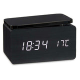 Alarm Clock with Wireless Charger Black PVC MDF Wood 15 x 7,5 x 7 cm (12 Units)-3