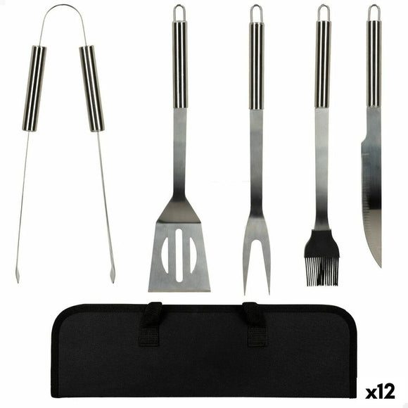 Barbecue utensils Aktive Silicone Stainless steel 12 Units 7,5 x 35 x 1,9 cm (5 Pieces)-0
