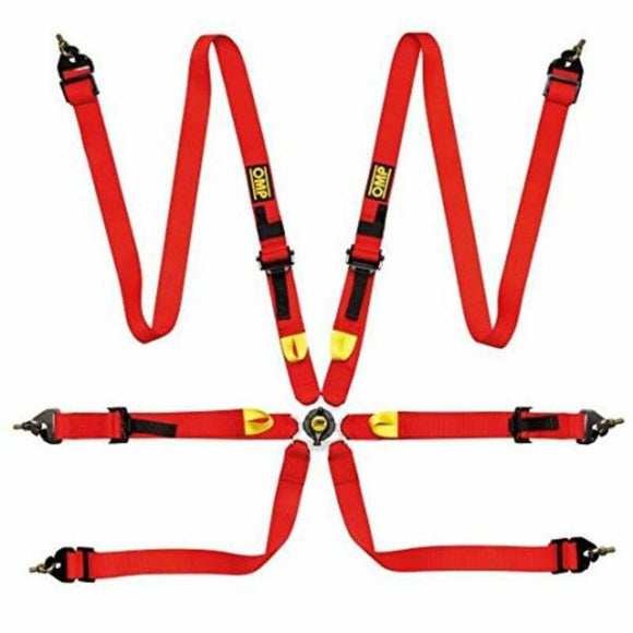 Harness with 6 fastening points OMP DA0208H061 Red
