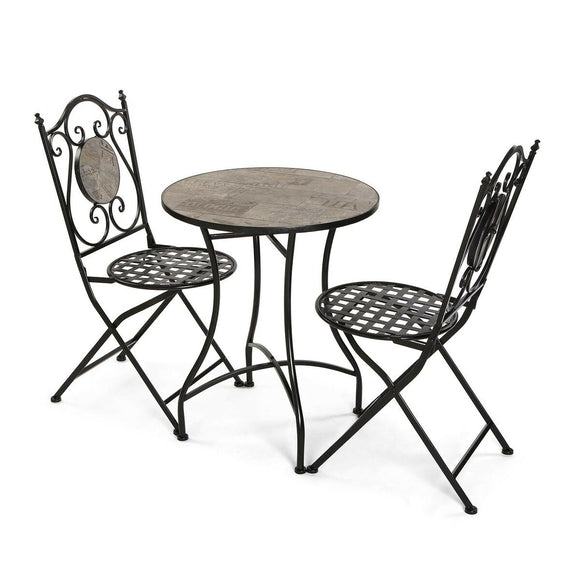 Table set with 2 chairs Versa Ivar Black Metal 60 x 71 x 60 cm-0