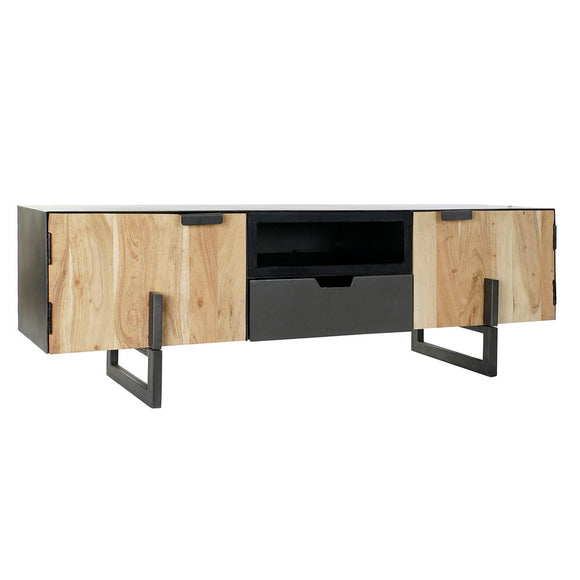 TV furniture DKD Home Decor Black Metal Acacia (165 x 40 x 50 cm)-0
