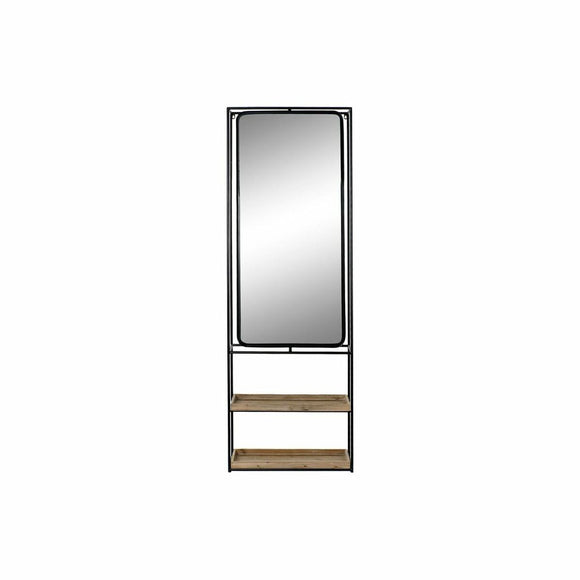 Wall mirror DKD Home Decor Black Natural Wood Metal Mirror 60 x 17 x 183 cm-0