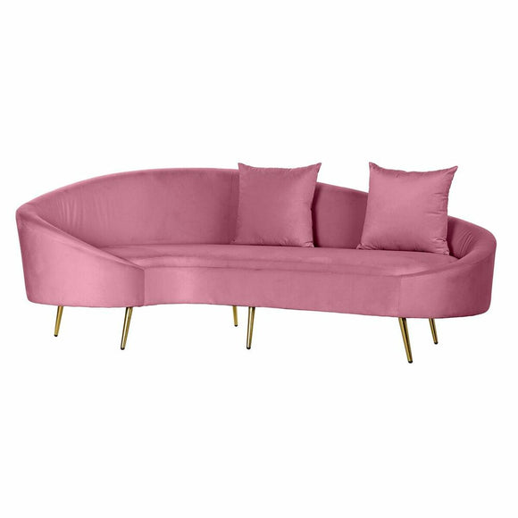 Sofa DKD Home Decor Pink Golden Metal Polyester (210 x 120 x 84 cm)-0