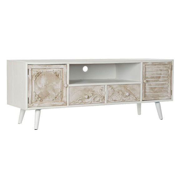 TV furniture DKD Home Decor 136 x 40,5 x 52 cm Fir Beige White MDF Wood-0