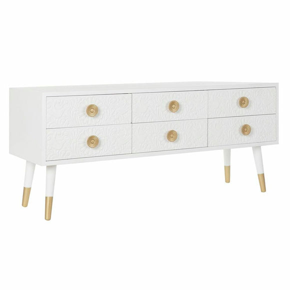 TV furniture DKD Home Decor White Golden Fir MDF Wood 120 x 42 x 54 cm-0