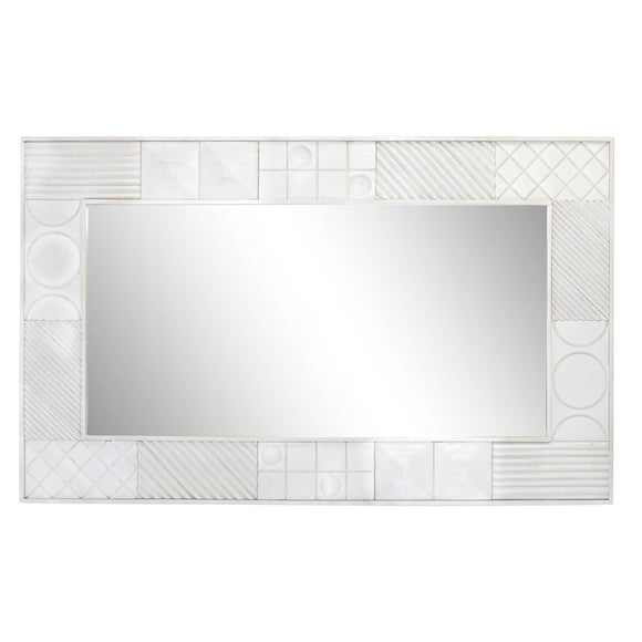 Wall mirror DKD Home Decor 154 x 4 x 94 cm Wood White Mango wood Rhombus Modern-0