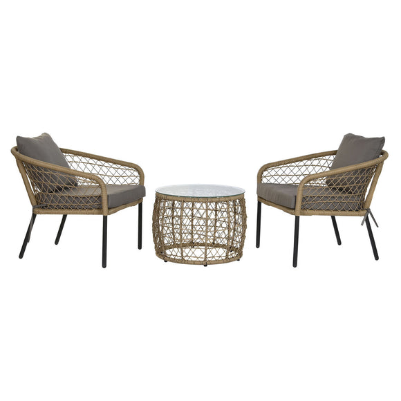 Table set with 2 chairs DKD Home Decor synthetic rattan Steel (68 x 73,5 x 66,5 cm)-0