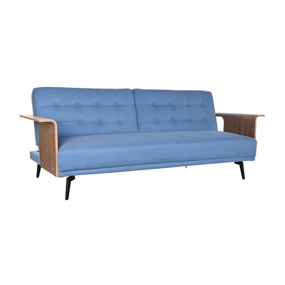 Sofabed DKD Home Decor Black Blue Metal Brown Polyester Eucalyptus wood (203 x 87 x 81 cm)-0