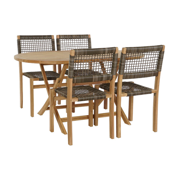 Table set with 4 chairs DKD Home Decor Teak 90 cm 150 x 90 x 75 cm-0