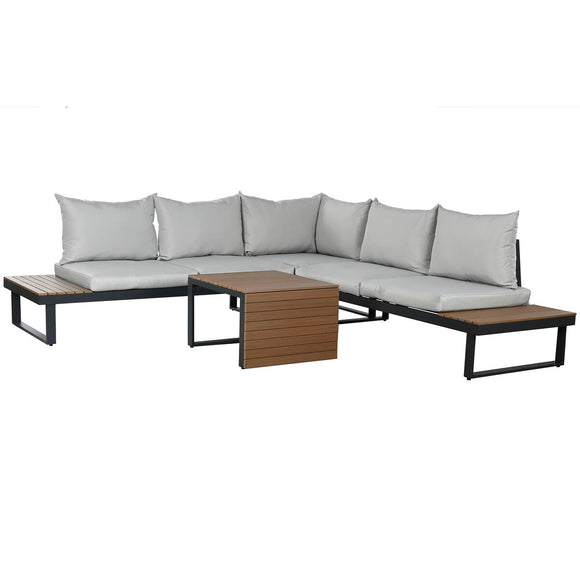 Sofa and table set Home ESPRIT Aluminium 227 x 159 x 64 cm-0