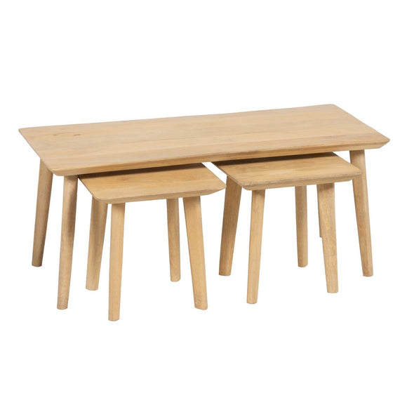 Set of 3 tables Mango wood 110 x 50 x 45 cm-0