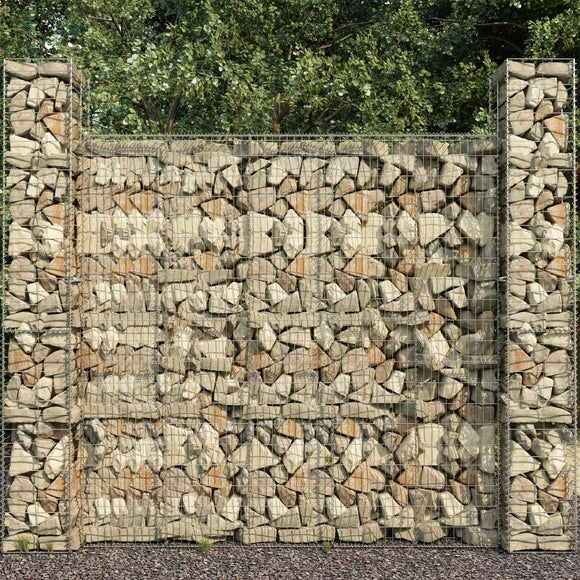 vidaXL Gabion Wall with Cover Galvanised Steel 236.2