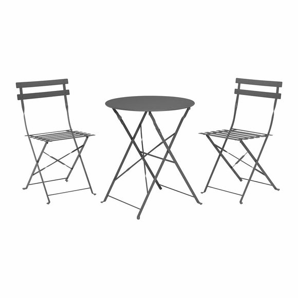Table set with 2 chairs IPAE Progarden Bistró Foldable Anthracite (3 Pieces)-0