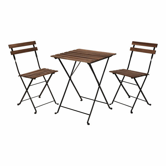 Table set with 2 chairs IPAE Progarden Foldable Acacia Black Natural (3 Pieces)-0