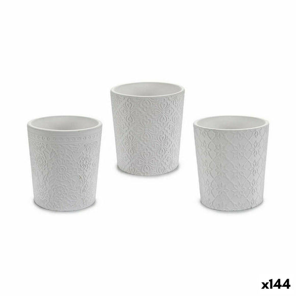 Planter Pattern White Ceramic 12,3 x 12 x 12,3 cm (144 Units)-0