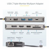 USB Hub Startech 154B-USBC-MULTIPORT Grey 100 W-7