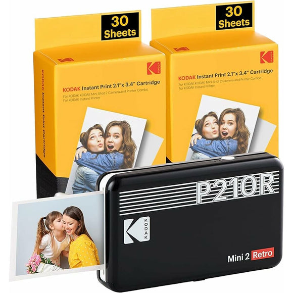 Instant camera Kodak KODAK MINI 2 RETRO INSTANT PHOTO PRINTER P210R BLACK 2.1X3.4 + 60SHEETS-0