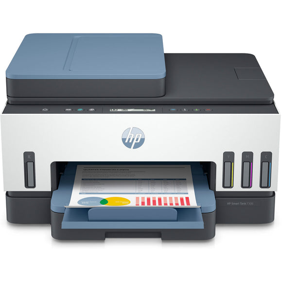 Multifunction Printer HP Impresora multifunción HP Smart Tank 7306, Impresión, escaneado, copia, AAD y Wi-Fi, AAD de 35 hojas; E-0