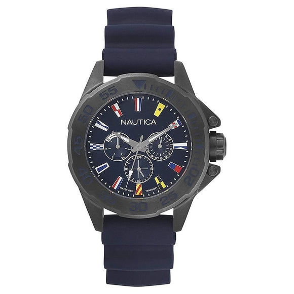 Men's Watch Nautica NAPMIA004 Black Silver (Ø 44 mm)-0