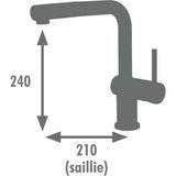 Mixer Tap Edouard Rousseau SQUARE Black Stainless steel C-shaped-1