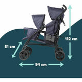 Baby's Pushchair Bambisol Double Cane Navy Blue-3