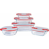 Set of Stackable Hermetically-sealed Kitchen Containers Pyrex Cook & Heat Red Rectangular 5 Pieces-9