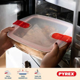 Set of Stackable Hermetically-sealed Kitchen Containers Pyrex Cook & Heat Red Rectangular 5 Pieces-7