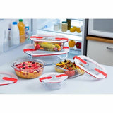 Set of Stackable Hermetically-sealed Kitchen Containers Pyrex Cook & Heat Red Rectangular 5 Pieces-13