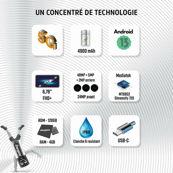 Mobile telephone for older adults Energizer H67GEU Octa Core 4 GB RAM 128 GB Black 6,78