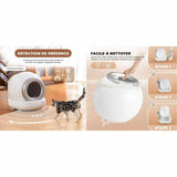 Cat Litter Box White Grey-3