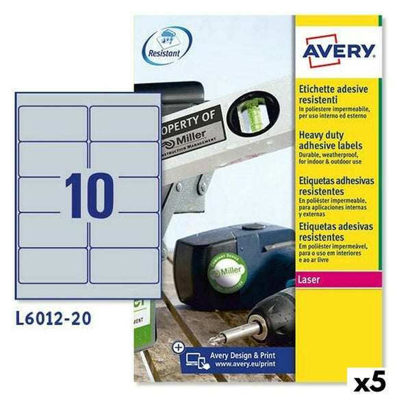 Printer Labels Avery Silver 20 Sheets 96 x 50,8 mm (5 Units)-0