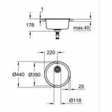 Sink with One Basin Grohe K200 Grey-6