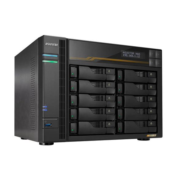 Asustor Lockerstor 10 Gen3 AS6810T 10 Bay NAS AMD Ryzen Quad-Core 2.3GHz 16GB DDR5 RAM 10GbE Ports-0