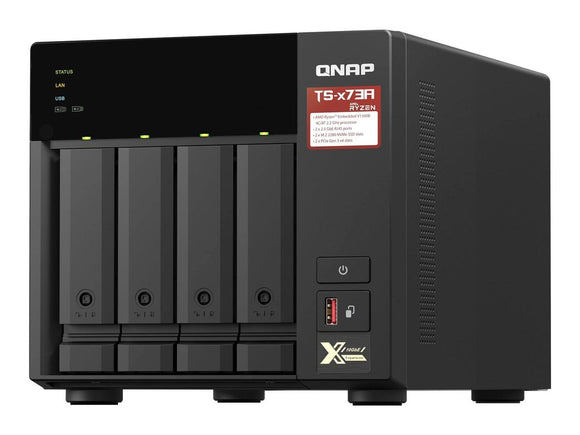 QNAP | 4-Bay QTS and QuTS hero NAS | TS-473A-8G | Up to 4 HDD/SSD Hot-Swap | AMD Ryzen | Ryzen V1500B Quad-Core | Processor frequency 2.2 GHz | 8 GB | DDR4-0
