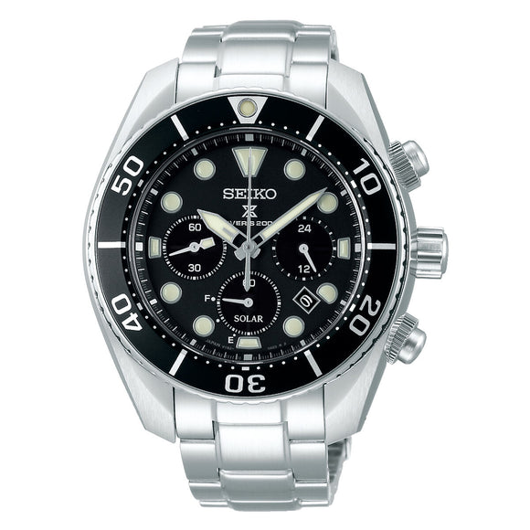 Unisex Watch Seiko SSC757J1 Black Silver (Ø 44,5 mm)-0