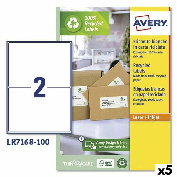 Printer Labels Avery LR7168 White 100 Sheets 199,6 x 143,5 mm (5 Units)-0