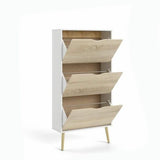 Shoe Rack White Wood Oak 70,2 x 23,9 x 138,9 cm-1