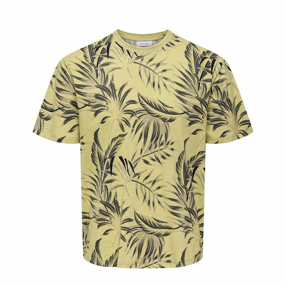 Men’s Short Sleeve T-Shirt Only & Sons Onskash Reg Leaf Aop Golden-0