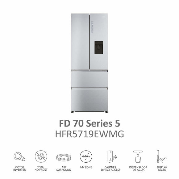 Combined Refrigerator Haier HFR5719EWMG 190 Silver-20