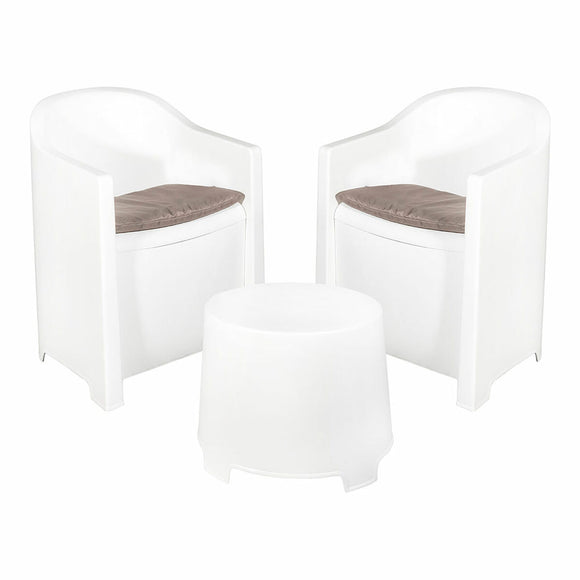 Table Set with 2 Armchairs IPAE Progarden Luna sluc06bg White Garden (3 Pieces)-0