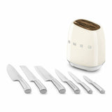 Set of Kitchen Knives and Stand Smeg KBSF02CR Cream-4