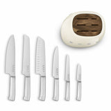 Set of Kitchen Knives and Stand Smeg KBSF02CR Cream-2