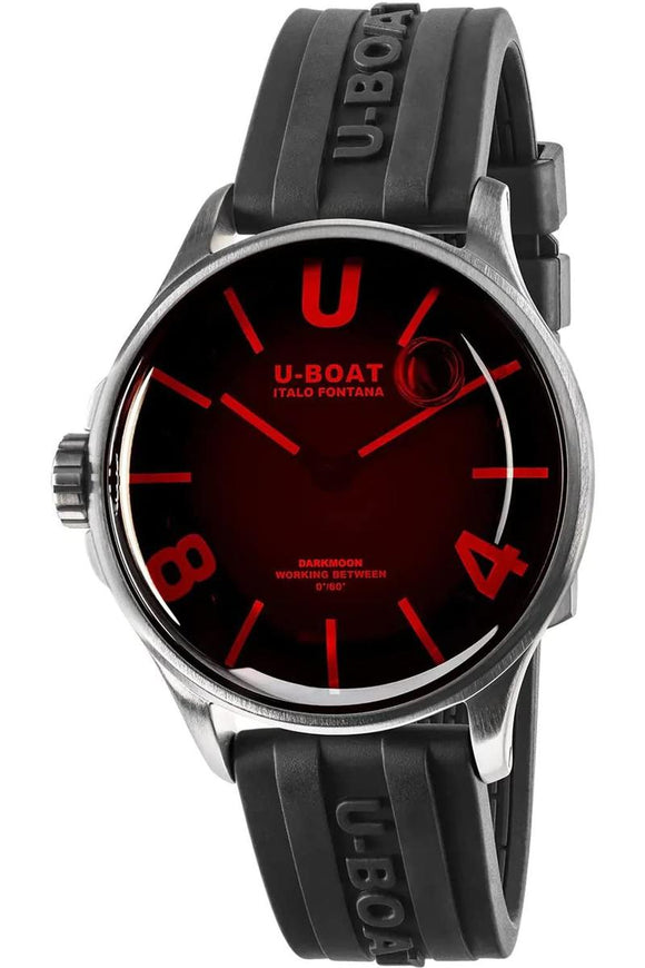 U-Boat 9305 Darkmoon SS Red Glass Mens Watch 40mm 5ATM-0