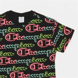 Women’s Short Sleeve T-Shirt Champion Crewneck Croptop Black-2