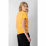 Women’s Short Sleeve T-Shirt Champion Crewneck Croptop Yellow-10