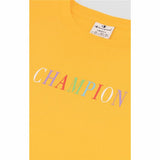 Women’s Short Sleeve T-Shirt Champion Crewneck Croptop Yellow-1